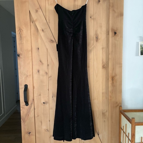 LULUS Strapless Ruched Glitter Maxi Dress Black Size Small Bodycon - Picture 7 of 12